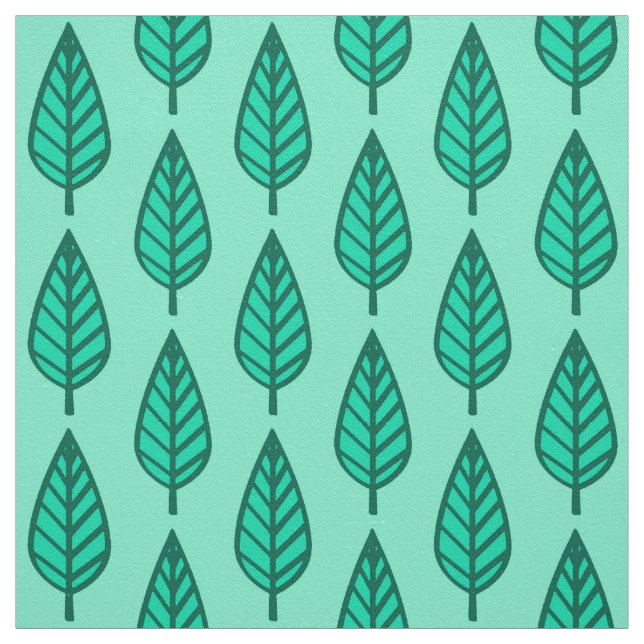 Beech leaf pattern - Turquoise and aqua Fabric (Swatch)