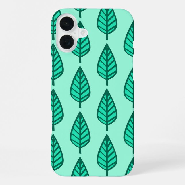 Beech leaf pattern - Turquoise and aqua iPhone Case (Back)