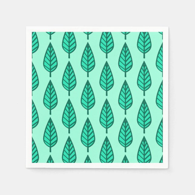 Beech leaf pattern - Turquoise and aqua Napkin (Front)