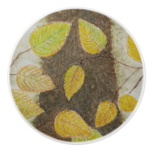 Beech Leaves Ceramic Knob