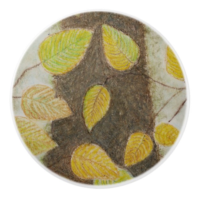 Beech Leaves Ceramic Knob (Front)