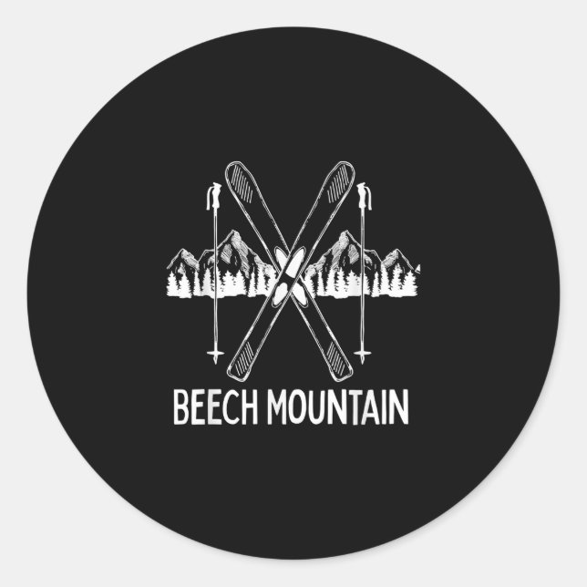 Beech Mountain North Carolina NC Retro Skiing Classic Round Sticker (Front)