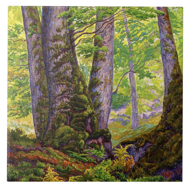 Beech Trees in the Forest (Woodland) (Paul Ranson) Tile (Front)