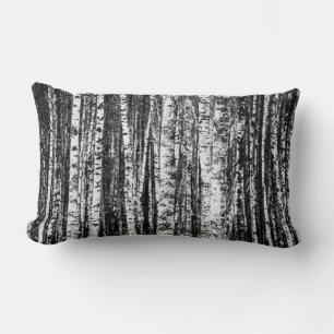 Beech Trees, White and Charcoal Grey / Grey Lumbar Cushion