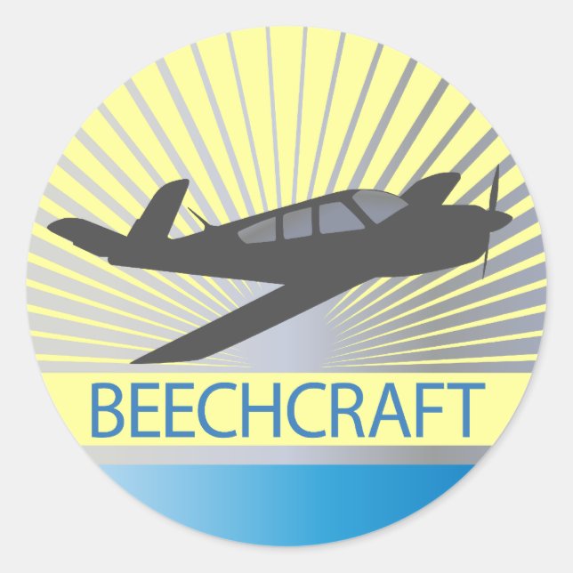 Beechcraft Aircraft Classic Round Sticker (Front)