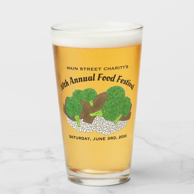 Beef and Broccoli Chinese Restaurant Food Festival Glass (Front Filled)