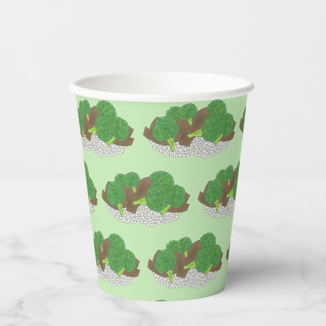 Beef and Broccoli Chinese Takeaway Takeout Food Paper Cups (Front)