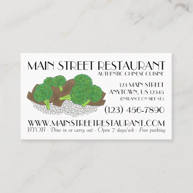 Beef and Broccoli Chinese Takeout Restaurant Food Business Card (Front)