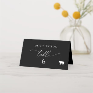 Beef Black & White Minimalist Wedding Table Number Place Card