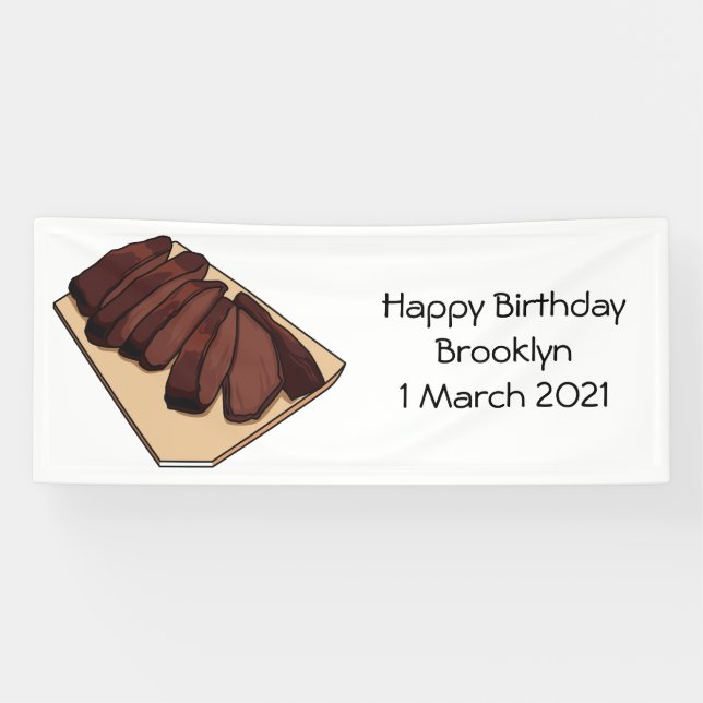 Beef brisket cartoon illustration banner (Horizontal)