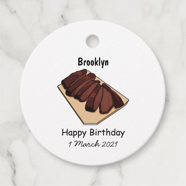 Beef brisket cartoon illustration favour tags (Front)