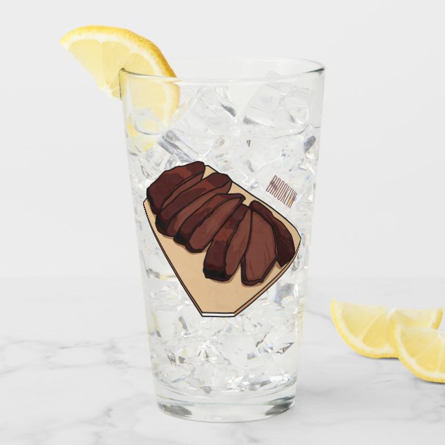 Beef brisket cartoon illustration  glass (Front Ice)