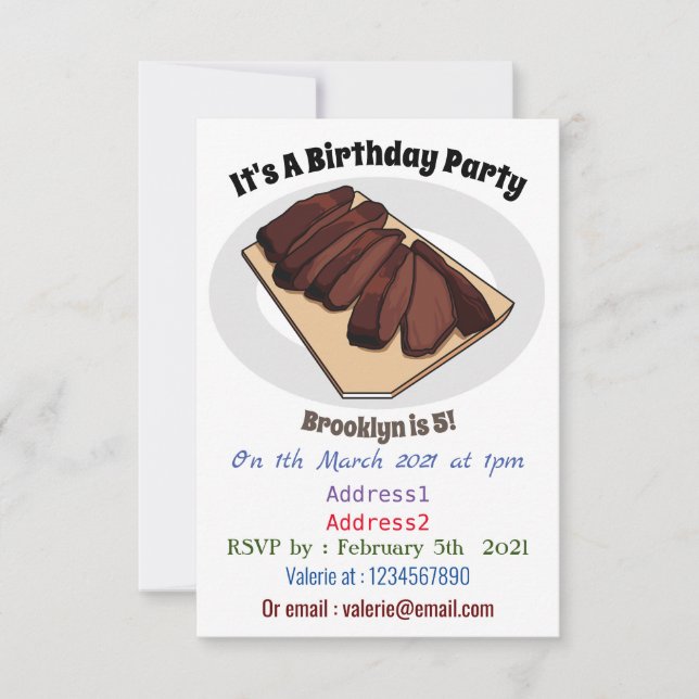 Beef brisket cartoon illustration invitation (Front)