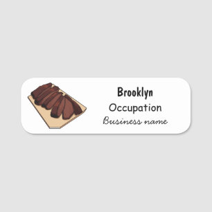 Beef brisket cartoon illustration name tag