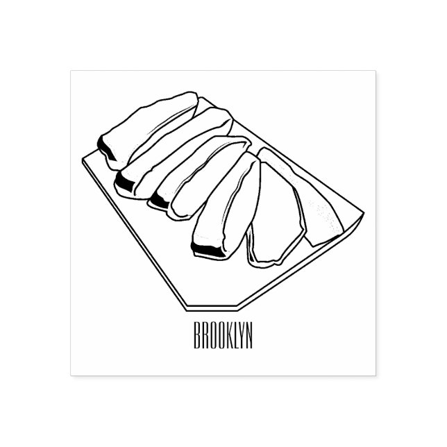 Beef brisket cartoon illustration rubber stamp (Imprint)
