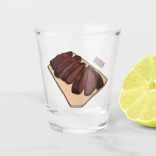Beef brisket cartoon illustration shot glass
