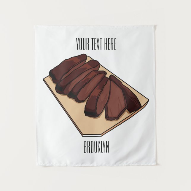 Beef brisket cartoon illustration  tapestry (Front)