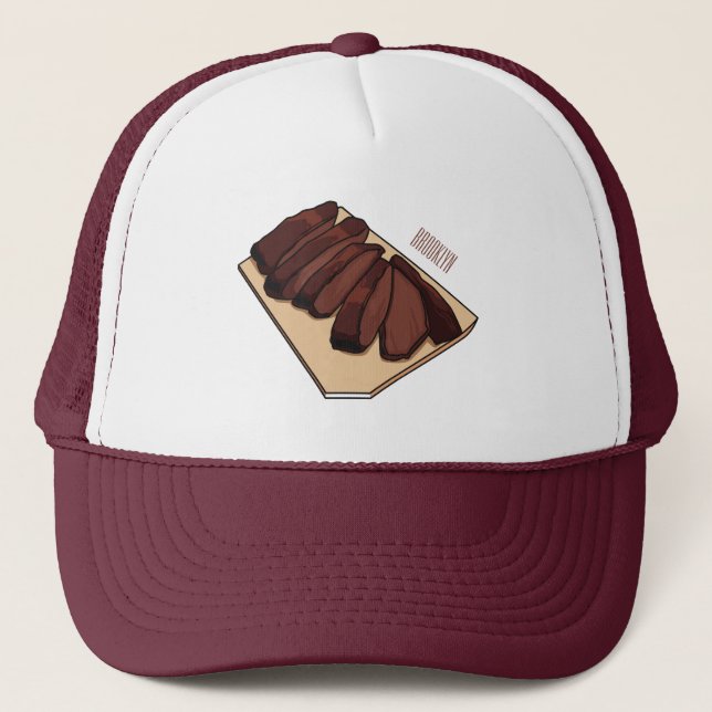 Beef brisket cartoon illustration  trucker hat (Front)
