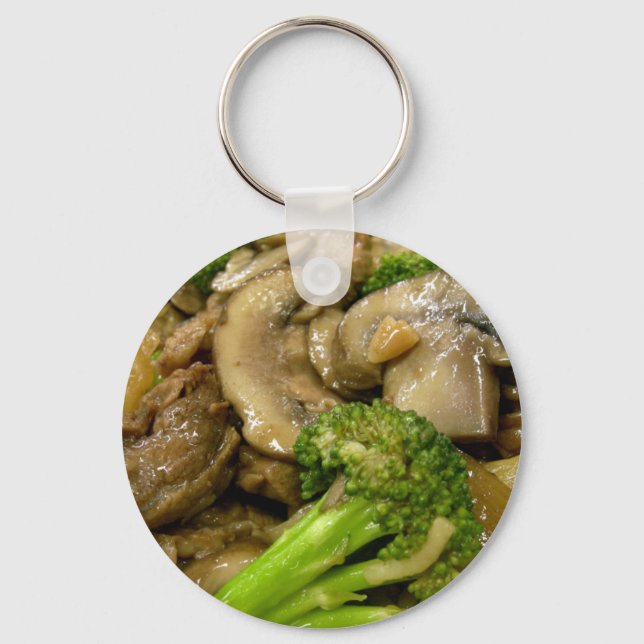 Beef, broccoli & mushroom stir fry key ring (Front)