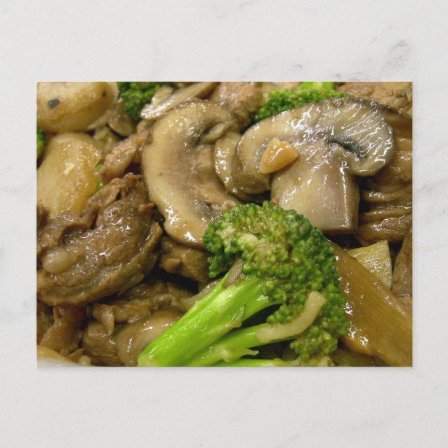 Beef, broccoli & mushroom stir fry postcard (Front)