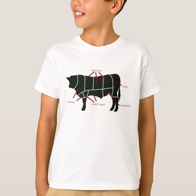 Beef Butcher Chart - Tasty Delicious Yummy Beef! T-Shirt (Front)