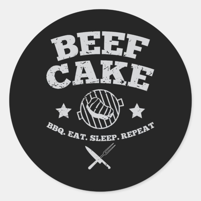 Beef Cake Bbq  Classic Round Sticker (Front)