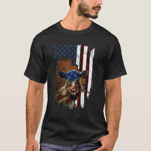 Beef Cattle Inside Vintage American Flag T-Shirt