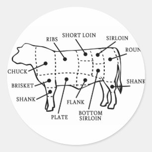 BEEF COW CLASSIC ROUND STICKER