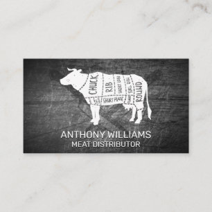 Beef Diagram Scratched Metal Business Card