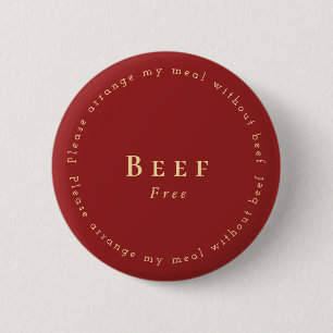 Beef-Free Request Badge, Dark red - White 6 Cm Round Badge