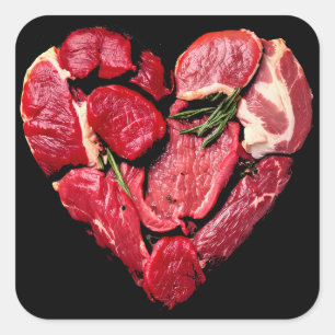 Beef Heart Meat Lovers Raw BBQ  Square Sticker