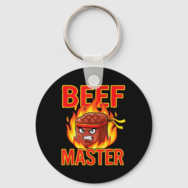 Beef Master Funny Steak Grilling Barbecue Key Ring (Front)