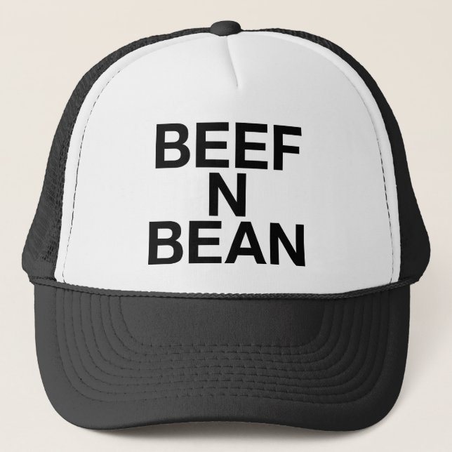 BEEF N BEAN fun slogan trucker hat (Front)