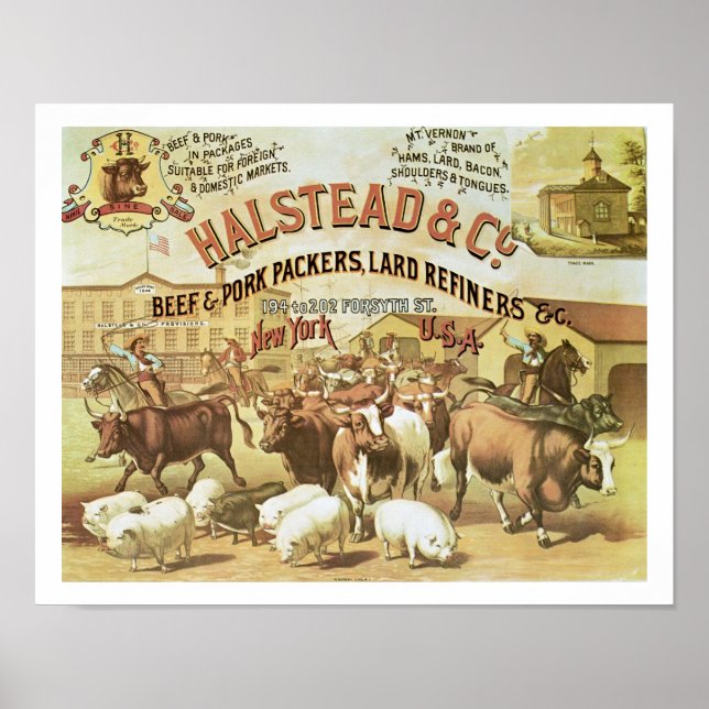 Beef & Pork Packers, c.1880 (color litho) Poster (Front)