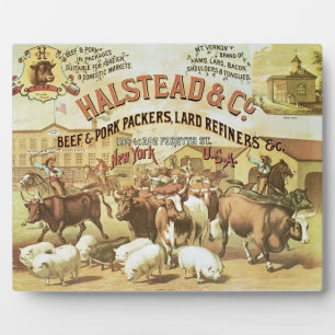 Beef & Pork Packers, c.1880 (colour litho) Plaque
