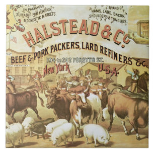 Beef & Pork Packers, c.1880 (colour litho) Tile