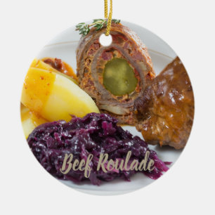 Beef Roulade with potatoes and red cabbage kitchen Ceramic Tree Decoration