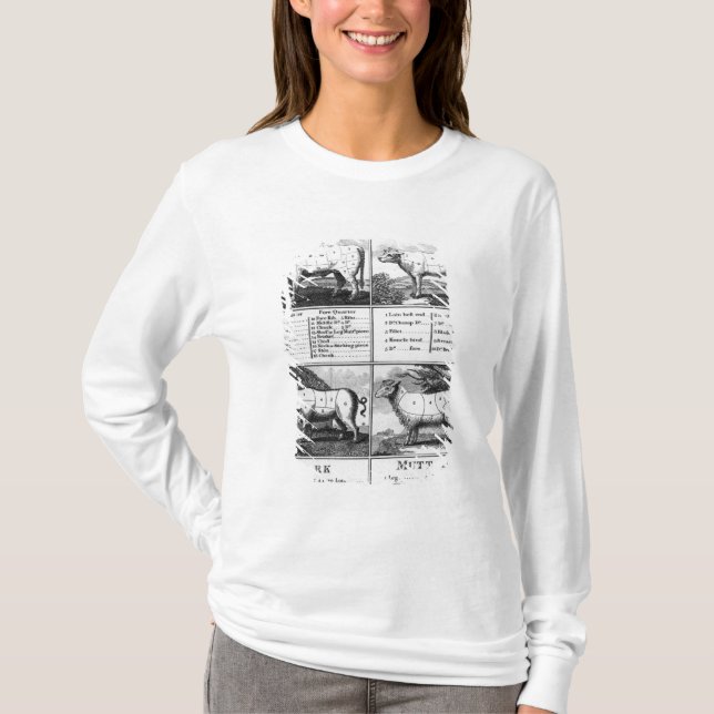 Beef, Veal, Pork, and Mutton Cuts, 1802 T-Shirt (Front)