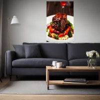 Beef with rice and vegetable  | AI Art  Poster