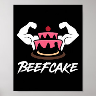Beefcake Gym Fitness Muscle Cake Weightlifting Bod Poster