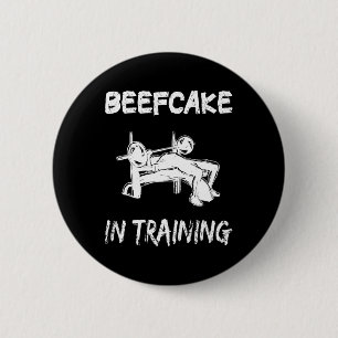 Beefcake In Training Gym Muscle Funny Bodybuilding 6 Cm Round Badge