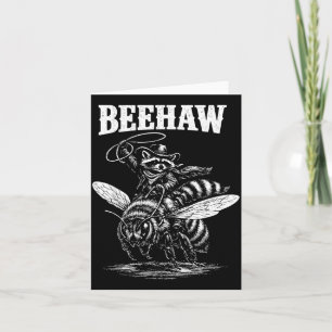 Beehaw Funny Cowboy Racoon Riding Bee Western Card