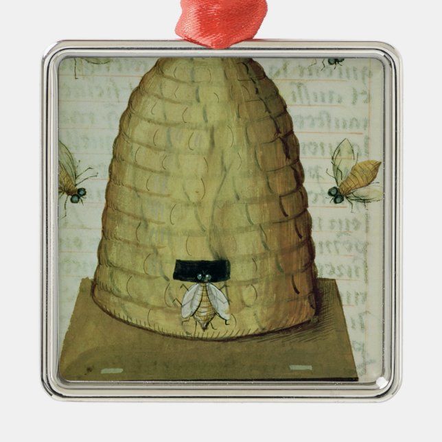 Beehive and Bees Metal Tree Decoration (Front)
