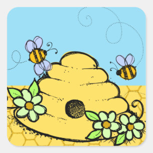 Beehive and Bees Sticker