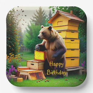 Beehive Bear Paper Plate