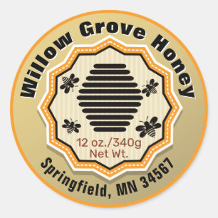 Beehive Bees Honey Jar Food Labels