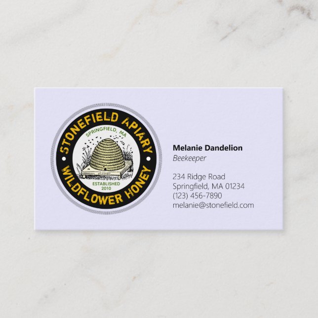 Beehive Business Name Lavender Blue Card (Front)