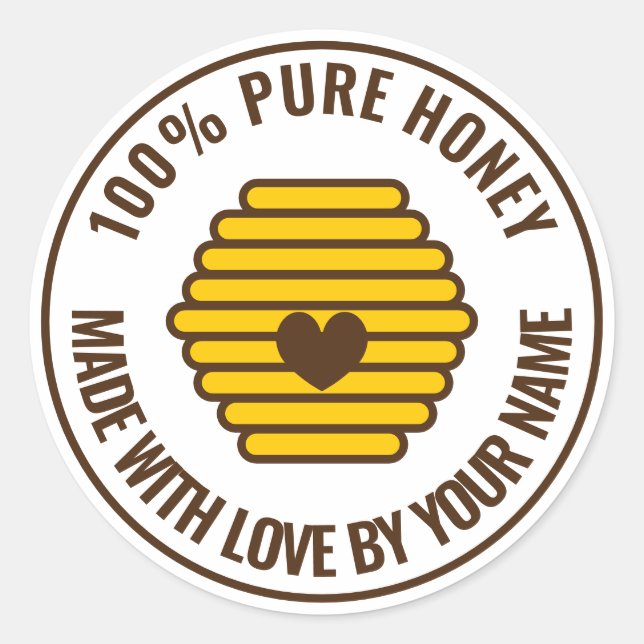 Beehive heart logo jar stickers for beekeeper (Front)