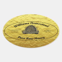 Beehive Honey Faux Gold Jar Apiary Label | Honey