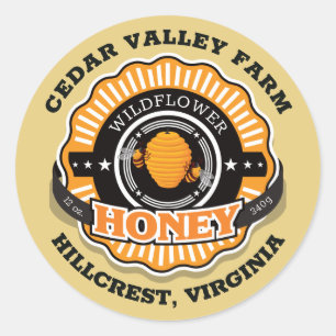 Beehive Sunburst Honey Gold Classic Round Sticker